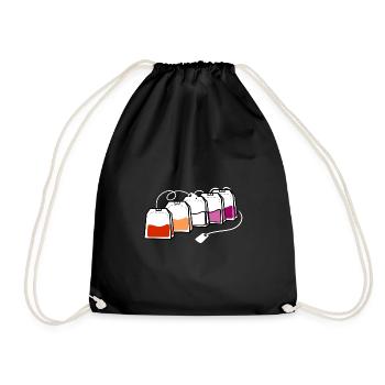 Lesbian Tea Bag Orange Pink Lesbian Pride - Drawstring Bag - black - Front