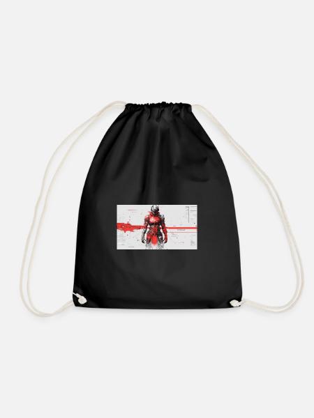 Futuristic Cyber Samurai - Drawstring Bag - black