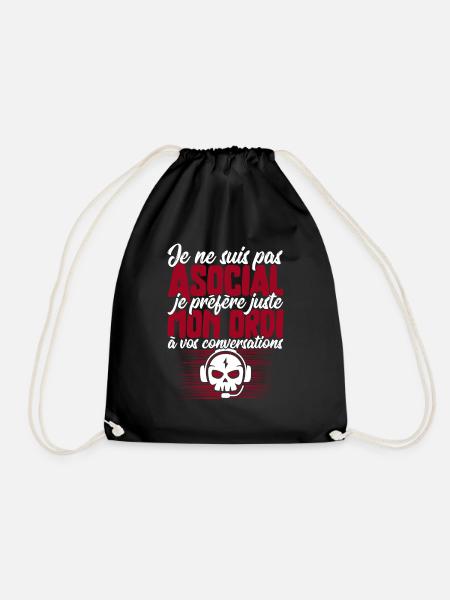 Pas asocial ordi t-shirt humour geek - Sac de sport léger - noir