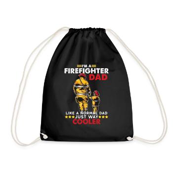 Firefighter dad fireman firefighter gift dad - Drawstring Bag - black - Front