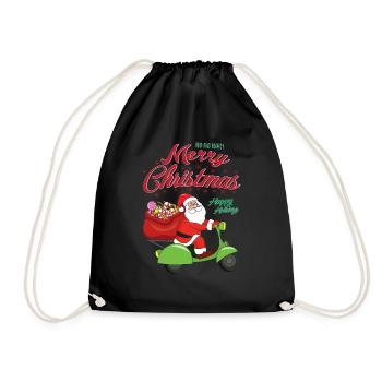 Christmas Motorcycle Santa Claus Santa Claus - Drawstring Bag - black - Front