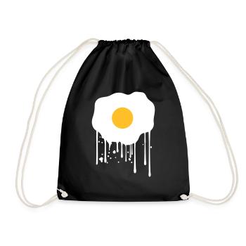 spray drop graffiti stamp fried egg food lec - Drawstring Bag - black - Front