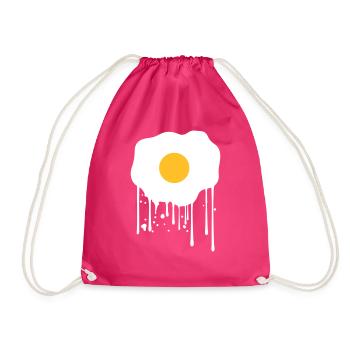 spray drop graffiti stamp fried egg food lec - Drawstring Bag - fuchsia - Front