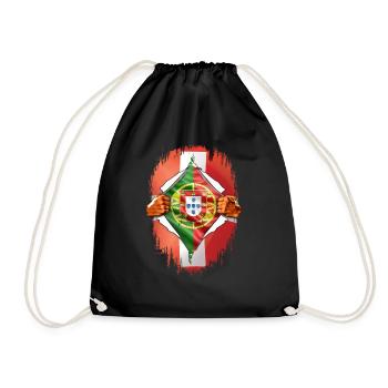 Switzerland Portugal dual citizen - Drawstring Bag - black - Front