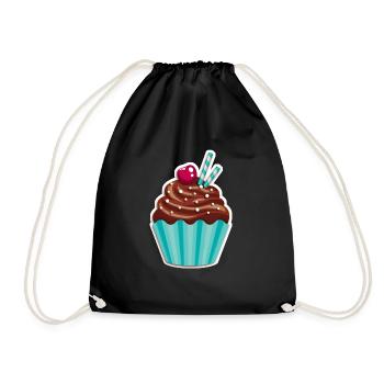 Cupcake - Muffin - Donut - Ice cream - chocolate - - Drawstring Bag - black - Front