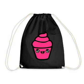 cake kawaii cupcake muffin cake pastry chef manga - Drawstring Bag - black - Front