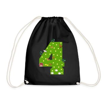 4th birthday Young girl 4 years Farmer Farmer - Drawstring Bag - black - Front