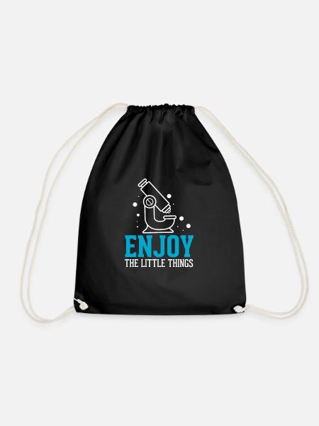 Enjoy The Little Things Biology Biologist Gift - Drawstring Bag - black