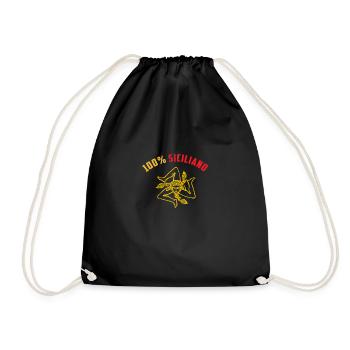 100% sizilianische Trinacria - Turnbeutel - Schwarz - Vorne