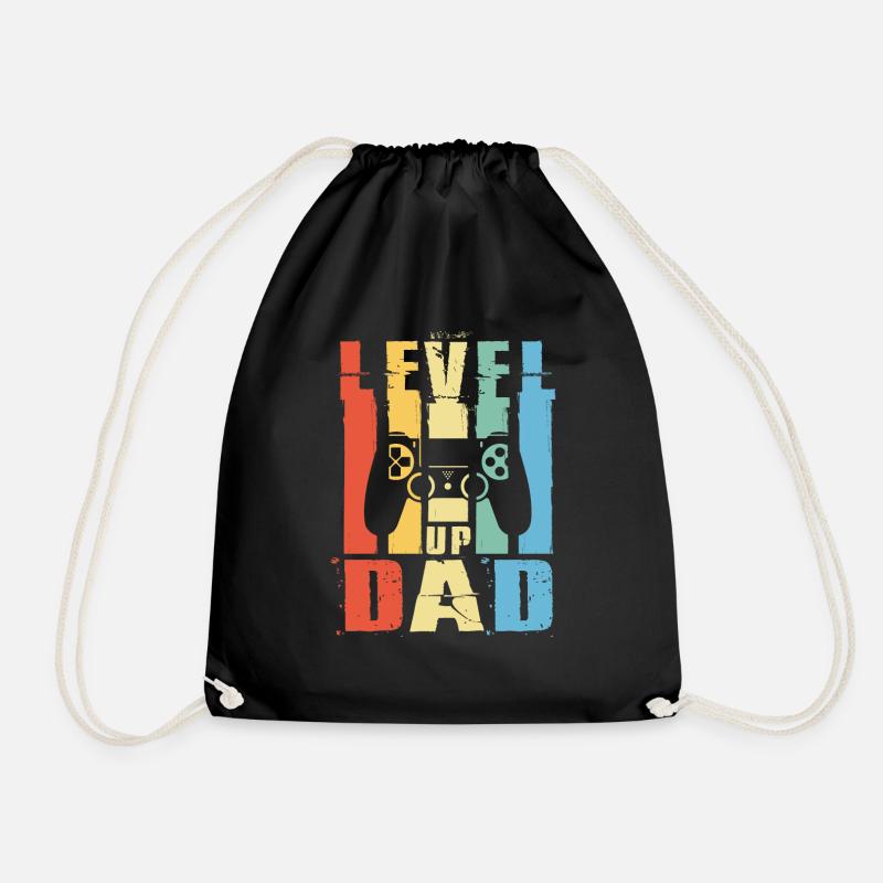 Level Up Dad Gamer Dad Papa Controller Geschenk - Turnbeutel - Schwarz