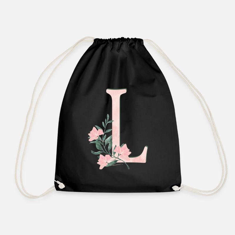 LETTRES L AVEC FLEURS - Sac de sport léger - noir