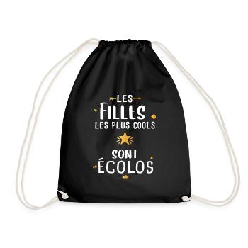 Fille cadeau drôle humour femme écolo écologie - Sac de sport léger - noir - Devant