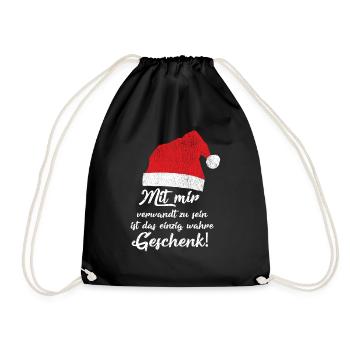 Witziger Spruch Weihnachten mit der Familie - Turnbeutel - Schwarz - Vorne