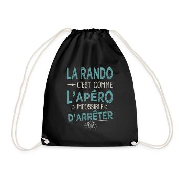 Le Rando c'est comme l'apéro Humour randonnée - Sac de sport léger - noir - Devant