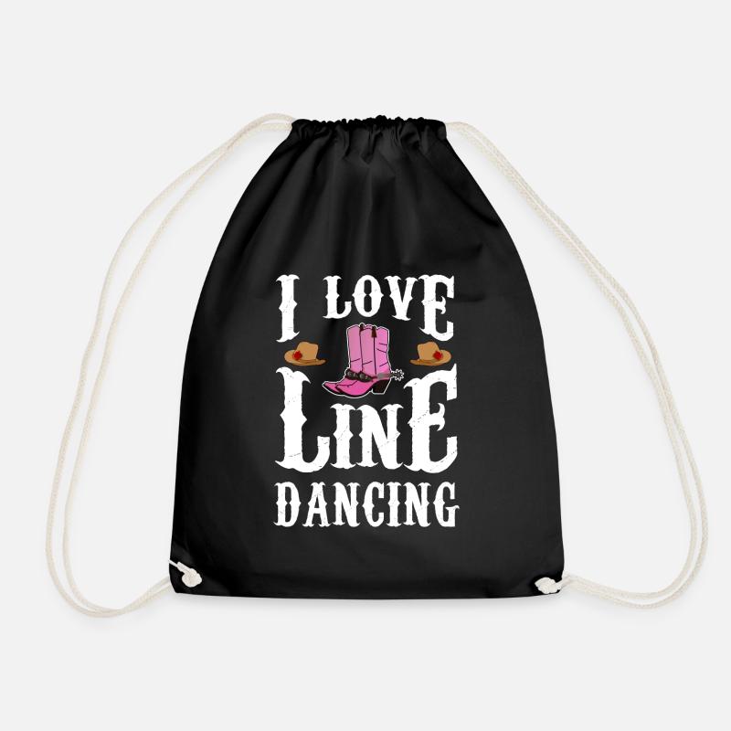 I Love Line Dancing Line Dance Country Music - Drawstring Bag - black