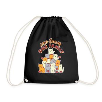 team family cat coffee work colleagues party - Drawstring Bag - black - Front