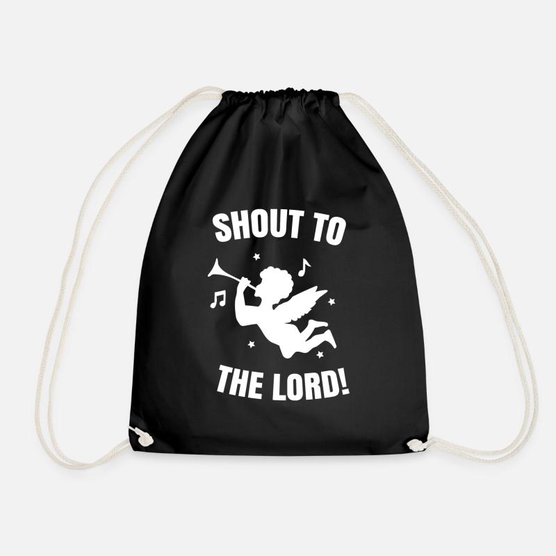 Shout to the lord. cherub angel - Drawstring Bag - black