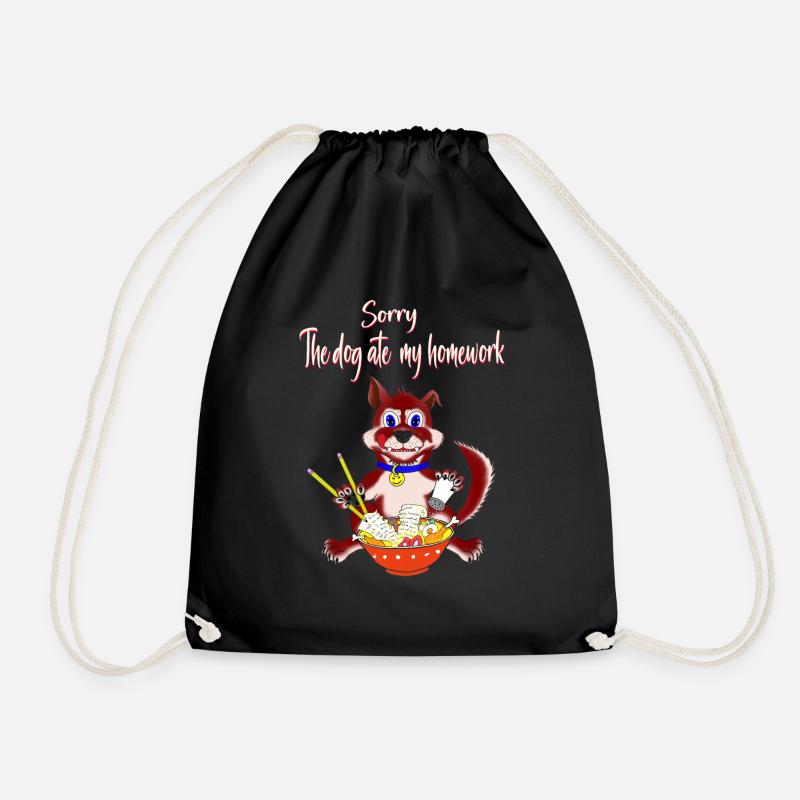 The dog ate my homework - Drawstring Bag - black