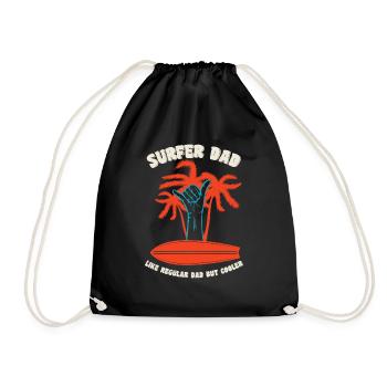 Surfer dad unisex surfer T-shirt - Drawstring Bag - black - Front