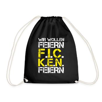 Lustiges Mallorca WIR WOLLEN FEIERN F.I.C.K.E.N. - Turnbeutel - Schwarz - Vorne