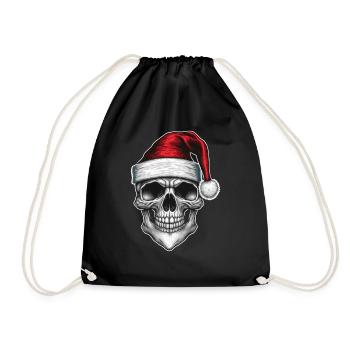 Weihnachtsmann Totenkopf - Turnbeutel - Schwarz - Vorne