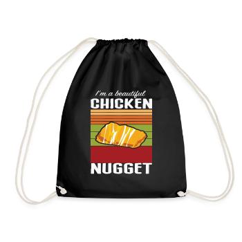 Schönes Chicken Nugget - Turnbeutel - Schwarz - Vorne