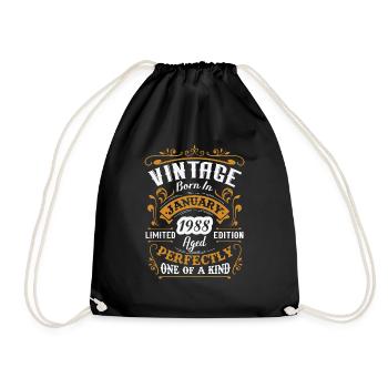 Cadeau d'anniversaire, Vintage né en Janvier 1988 - Sac de sport léger - noir - Devant