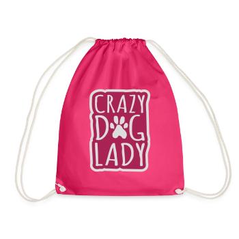 crazy dog lady quote - Drawstring Bag - fuchsia - Front