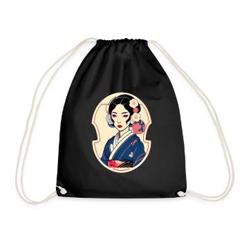 Anime Geisha - Drawstring Bag - black - Front