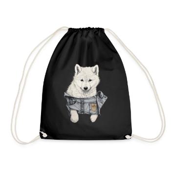 Mignon loup blanc dans Pocket Funny Wolves Graphique - Sac de sport léger - noir - Devant