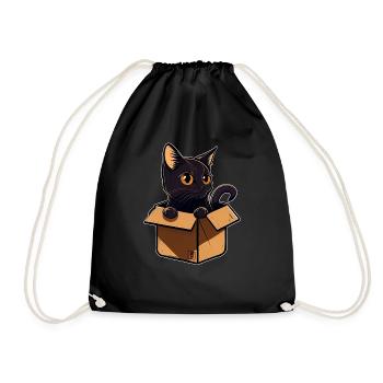 Schwarze Katze in einer Box v2 - Turnbeutel - Schwarz - Vorne