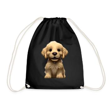 Puppy Golden Retriever Dogs Dog Owners - Drawstring Bag - black - Front