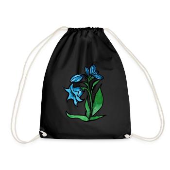 Blaue Blume - Turnbeutel - Schwarz - Vorne