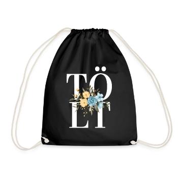 Tölt Flower Design - Turnbeutel - Schwarz - Vorne