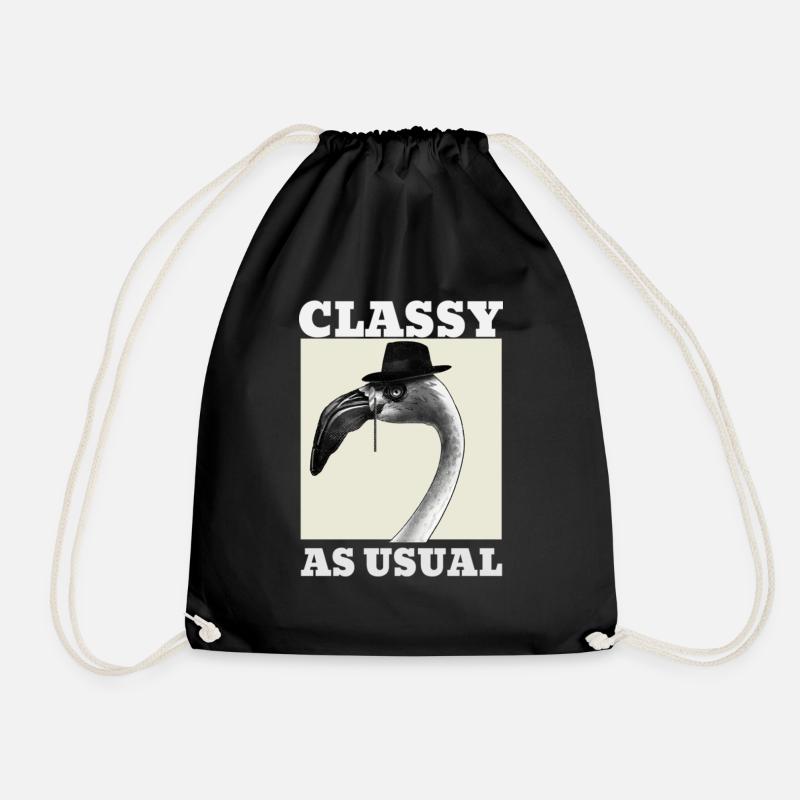 Classy As Usual Flamingo - Drawstring Bag - black
