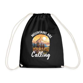 Mountains Are Calling Hiking adventure explore - Drawstring Bag - black - Front