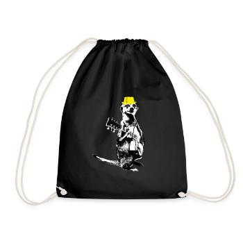 Suricate Guitariste Blanc BG Chapeau Jaune - Sac de sport léger - noir - Devant
