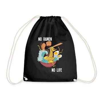 Kein Ramen Kein Leben Japanische Nudeln Anime Ramen Geschenk - Turnbeutel - Schwarz - Vorne