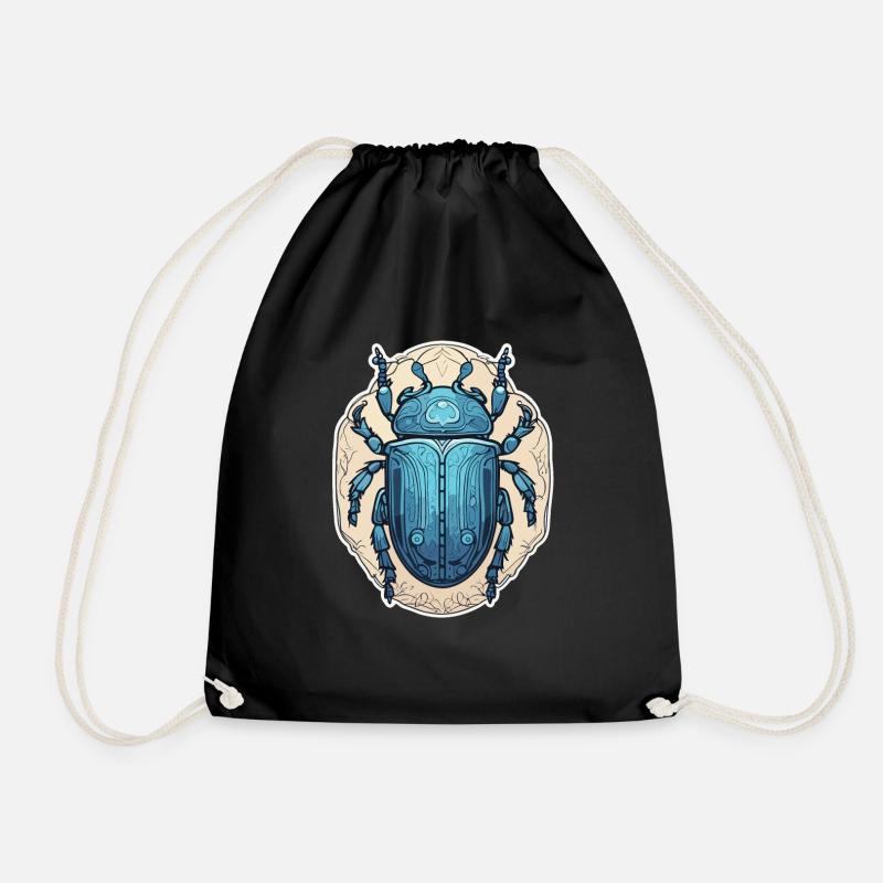 Blue Scarab - Drawstring Bag - black