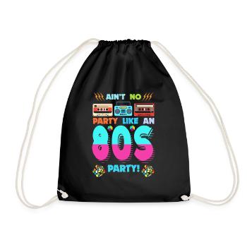 80s Party Vibes - Retro Design with Cassette Tapes - Drawstring Bag - black - Front