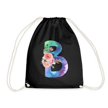 Letter b watercolor - Drawstring Bag - black - Front