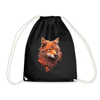 Sonnenuntergangs-Wolf: Einzigartiges Orange-Design - Turnbeutel - Schwarz - Vorne