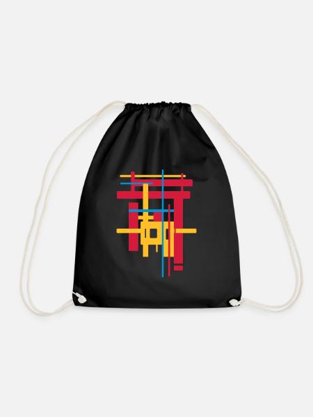 Abstract - Drawstring Bag - black