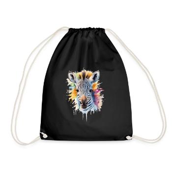Watercolor Splash Zebra - Turnbeutel - Schwarz - Vorne