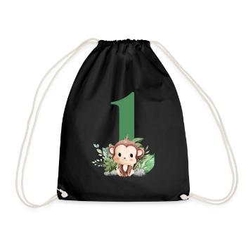 1st Birthday Monkey Safari - Drawstring Bag - black - Front