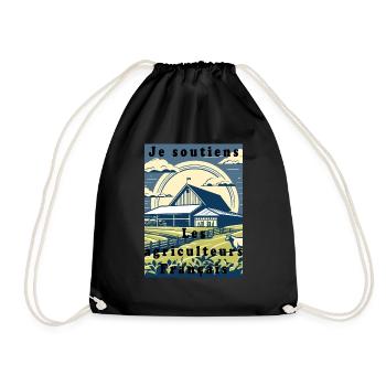 Support for Farmers #8 - Drawstring Bag - black - Front