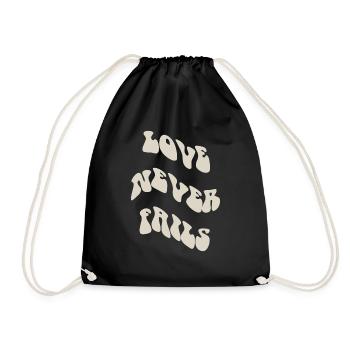 Love Phrases Never Fails - Drawstring Bag - black - Front