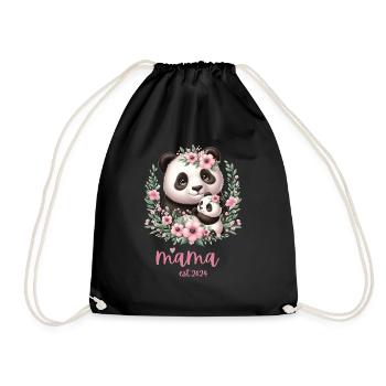 Mama est 2024 I Panda Bear Mum I First Time Mom - Drawstring Bag - black - Front