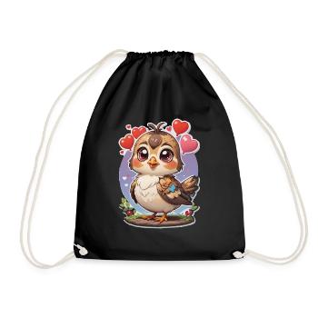 Bird Sweet Hearts - Drawstring Bag - black - Front