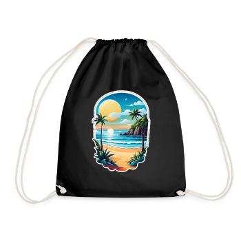 plage vacances soleil mer - Sac de sport léger - noir - Devant